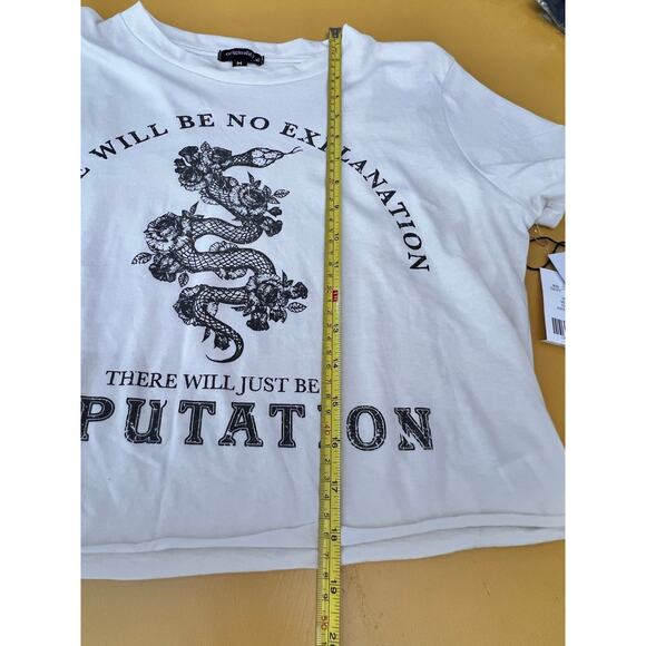 New Originality Reputation Tour Graphic Tee Shirt White Cropped - Picture 7 of 8
